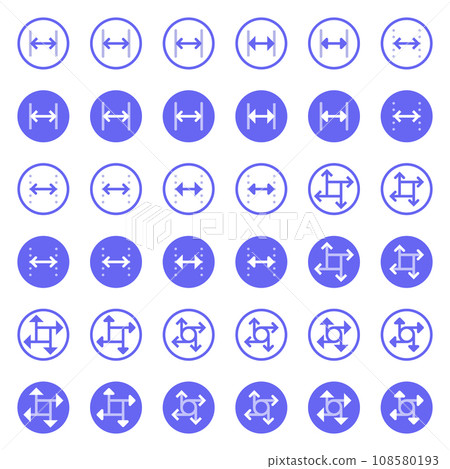 General arrow icons related to area expansion and reduction. General arrow icons related to area expansion and reduction. 108580193
