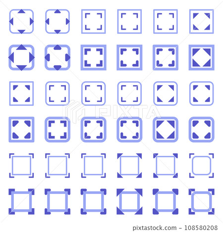 General arrow icons related to area expansion and reduction. 108580208