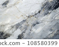 Marble texture. Marble background grey blue white black color with gold. Natural pattern of marble. Surface of stone, granite. Stylish design. Abstract backdrop with copy space. Ceramic tiles. 108580399