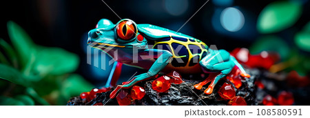 beautiful frogs that live in the Amazon rainforest. Generative AI 108580591