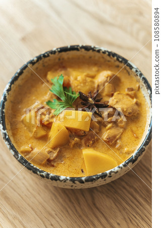 Curry chicken food. Indian masala butter chicken curry on table. Indian kitchen food concept Curry chicken food. Indian masala butter chicken curry on table. Indian kitchen food concept 108580894