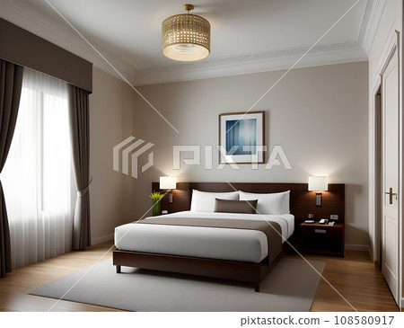 Ultra realistic detailed hotel villa room shot. 108580917