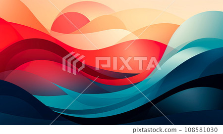 geometric background with a retro-inspired color scheme and abstract shapes, ideal for a presentation on vintage fashion or pop culture. 108581030
