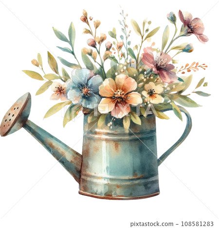 Watercolor a bouquet of flowers. generative ai 108581283