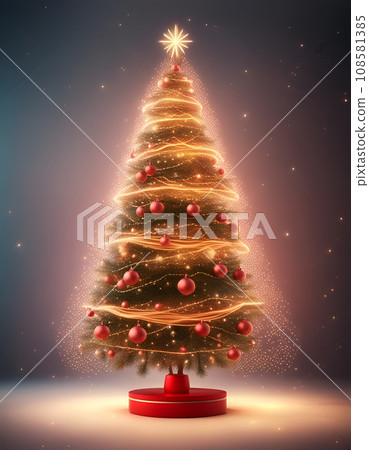 Shining and glowing Christmas tree 108581385