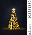 Christmas tree from golden coins, be rich and happy 108581389