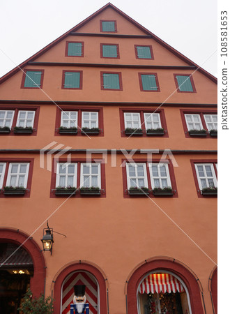 The facades of historical buildings at Rothenburg ob der Tauber where is the fortified city at Germany. The facades of historical buildings at Rothenburg ob der Tauber where is the fortified city at Germany. 108581653