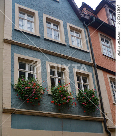 The facades of historical buildings at Rothenburg ob der Tauber where is the fortified city at Germany. The facades of historical buildings at Rothenburg ob der Tauber where is the fortified city at Germany. 108581654