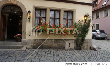 The facades of historical buildings at Rothenburg ob der Tauber where is the fortified city at Germany. The facades of historical buildings at Rothenburg ob der Tauber where is the fortified city at Germany. 108581657