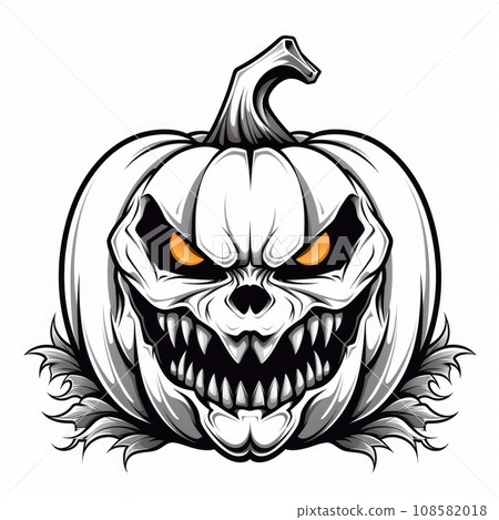 an evil pumpkin on a white background, simple... - Stock Illustration ...