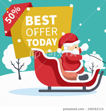 Design of santa claus in his sleigh with sale poster Design of santa claus in his sleigh with sale poster 108582114