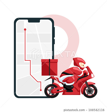 Design of santa claus making delivery on motorcycle Design of santa claus making delivery on motorcycle 108582116