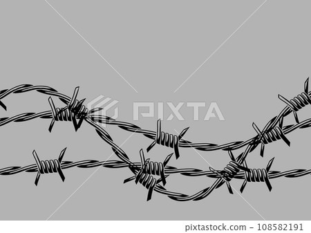 Barbed wire seamless pattern. Sharp barbwire border chain. Barbed wire seamless pattern. Sharp barbwire border chain. 108582191