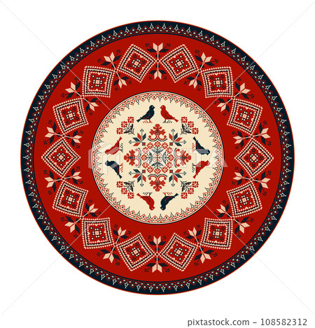 Traditional Polish embroidery round symbol 5 108582312
