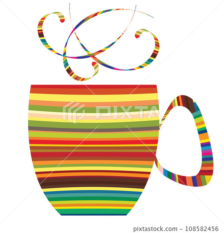 Line art logo of a cup with wisps 108582456