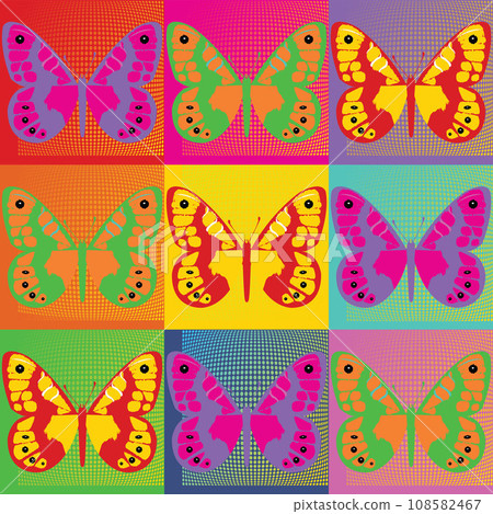Multicolored butterfly with a multicolored background Multicolored butterfly with a multicolored background 108582467
