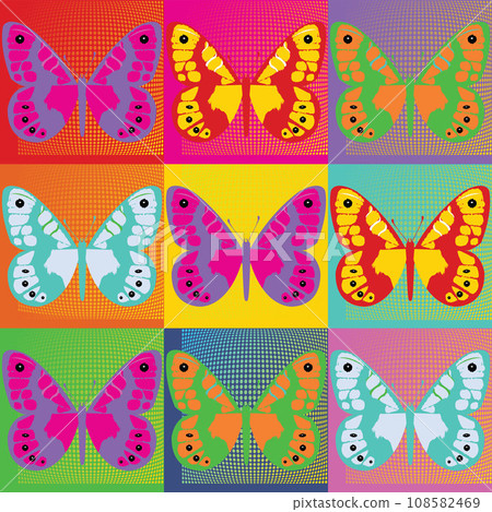 Pop Art Andy Warhol background butterflies 108582469
