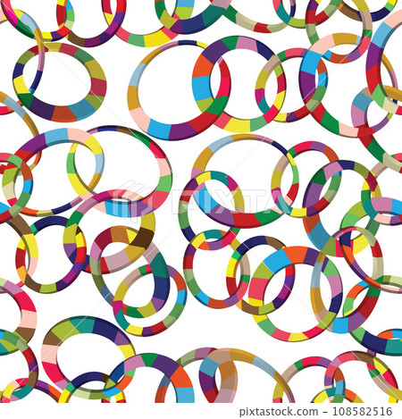 Tangled colorful 3d circles seamless pattern on white background Tangled colorful 3d circles seamless pattern on white background 108582516