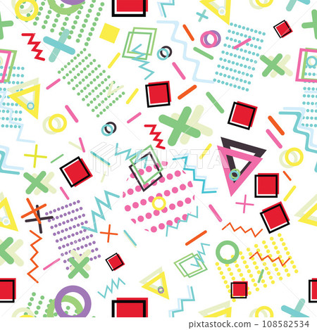 Chaotic and colorful shapes and dots over white background Chaotic and colorful shapes and dots over white background 108582534