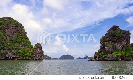 Idyllic Island Lagoon Mountains in Phang Nga Bay, Phang Nga Province, Thailand. 108582691