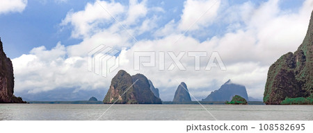 Idyllic Island Lagoon Mountains in Phang Nga Bay, Phang Nga Province, Thailand. 108582695
