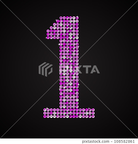 Vector purple pink glitter sequins dots number - 1 Vector purple pink glitter sequins dots number - 1 108582861
