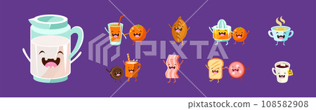 Cute Kawaii Food and Nutrition Item Vector Set 108582908