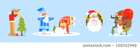 Funny Christmas and Winter Holiday Characters Vector Set Funny Christmas and Winter Holiday Characters Vector Set 108582948
