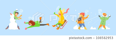 People Characters Enjoy Winter and Winter Activity Vector Set 108582953