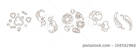 Chinese Noodle Preparation with Ingredients Vector Set Chinese Noodle Preparation with Ingredients Vector Set 108582968