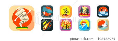 Natural Disaster and Hazard or Catastrophe Scene Vector Set 108582975