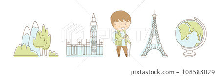 Tourism and Travel on Vacation Object and Element Vector Set 108583029