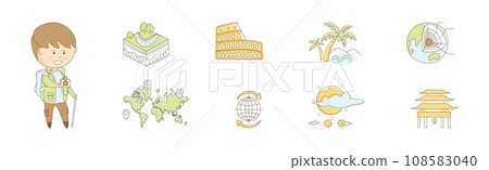 Tourism and Travel on Vacation Object and Element Vector Set Tourism and Travel on Vacation Object and Element Vector Set 108583040