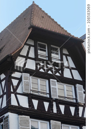 Historic wooden facade in downtown of Strasbourg, France, Historic wooden facade in downtown of Strasbourg, France, 108583069