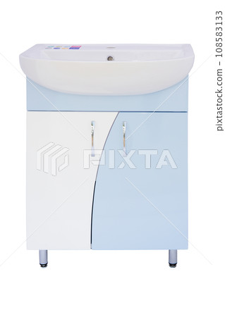 Beautiful white cabinet on a white background. White cabinet in the kitchen or to the bathroom. Beautiful design in the house. Beautiful white cabinet on a white background. White cabinet in the kitchen or to the bathroom. Beautiful design in the house. 108583133