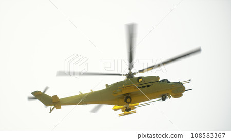Yellow helicopter during a rescue operation in the city. 3d render Yellow helicopter during a rescue operation in the city. 3d render 108583367