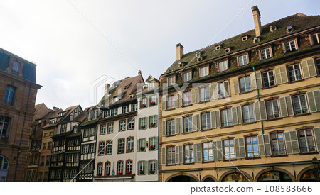 Historic wooden facade in downtown of Strasbourg, France, Historic wooden facade in downtown of Strasbourg, France, 108583666
