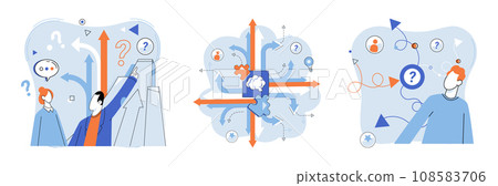 Decision vector illustration. Making informed decisions is essential for achieving successful results in business world Sound judgment and agreement facilitate selection best course action Thoughtful 108583706