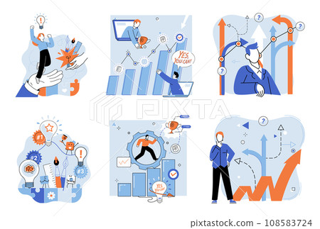 Startup business vector illustration. The startup business metaphor represents transformative journey idea into thriving business Success in startup business requires combination innovative solutions Startup business vector illustration. The startup business metaphor represents transformative journey idea into thriving business Success in startup business requires combination innovative solutions 108583724