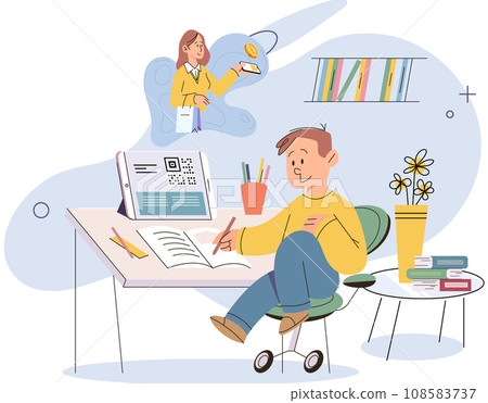 Cashless payment. Vector illustration. Mobile wallets are protected by security features like fingerprint or facial recognition Online retailers often offer incentives or discounts for choosing Cashless payment. Vector illustration. Mobile wallets are protected by security features like fingerprint or facial recognition Online retailers often offer incentives or discounts for choosing 108583737