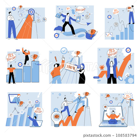 Motivation vector illustration. Motivating others involves understanding their unique motives and providing appropriate incentives Accomplishing personal goals brings profound sense achievement Motivation vector illustration. Motivating others involves understanding their unique motives and providing appropriate incentives Accomplishing personal goals brings profound sense achievement 108583794