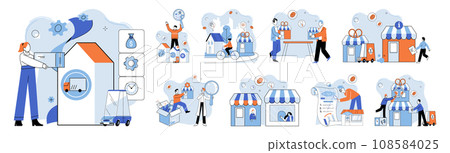 Small business. Vector illustration. Small businesses play vital role in driving economic growth and innovation The success small business hinges on effective marketing strategies and consumer Small business. Vector illustration. Small businesses play vital role in driving economic growth and innovation The success small business hinges on effective marketing strategies and consumer 108584025