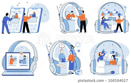 Customer care. Vector illustration. Building trust with customers is fundamental aspect customer care Providing aid and assistance is at core effective customer care The customer care team 108584027