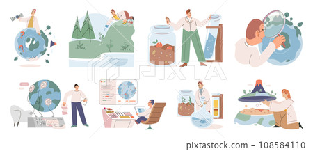 Nature science. Vector illustration. Information derived from environmental studies informs our understanding complex ecosystems The nature science metaphor provides lens 108584110