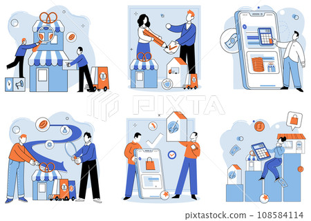 Local business. Vector illustration. Employment in local businesses strengthens local economy and fosters community development Company promotion is necessary for businesses to increase brand Local business. Vector illustration. Employment in local businesses strengthens local economy and fosters community development Company promotion is necessary for businesses to increase brand 108584114