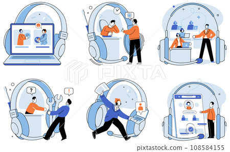Customer care. Vector illustration. Technical expertise is crucial for delivering efficient customer care services Access to accurate information is essential for effective customer care The helpline 108584155