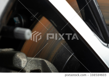 Close up of rusty break disk 108584603