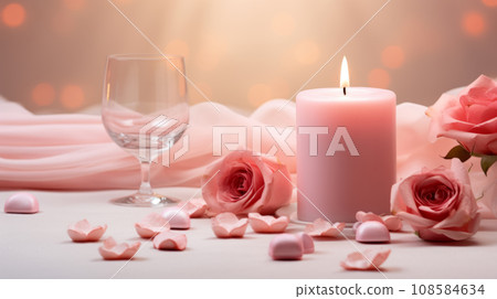 Table setting for romantic dinner, Valentine's day concept 108584634