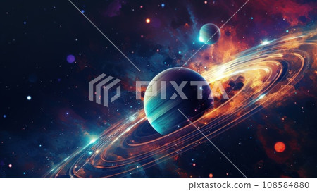 An image of planets and stars in outer space, AI 108584880