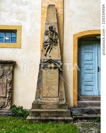 Graveyard of St. James Church, Jakobskirche in Weimar, Germany. The first church was built in 1168. Graveyard of St. James Church, Jakobskirche in Weimar, Germany. The first church was built in 1168. 108584994